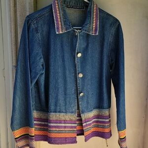 New Identity Blue Jean Jacket with Multicolor Accents